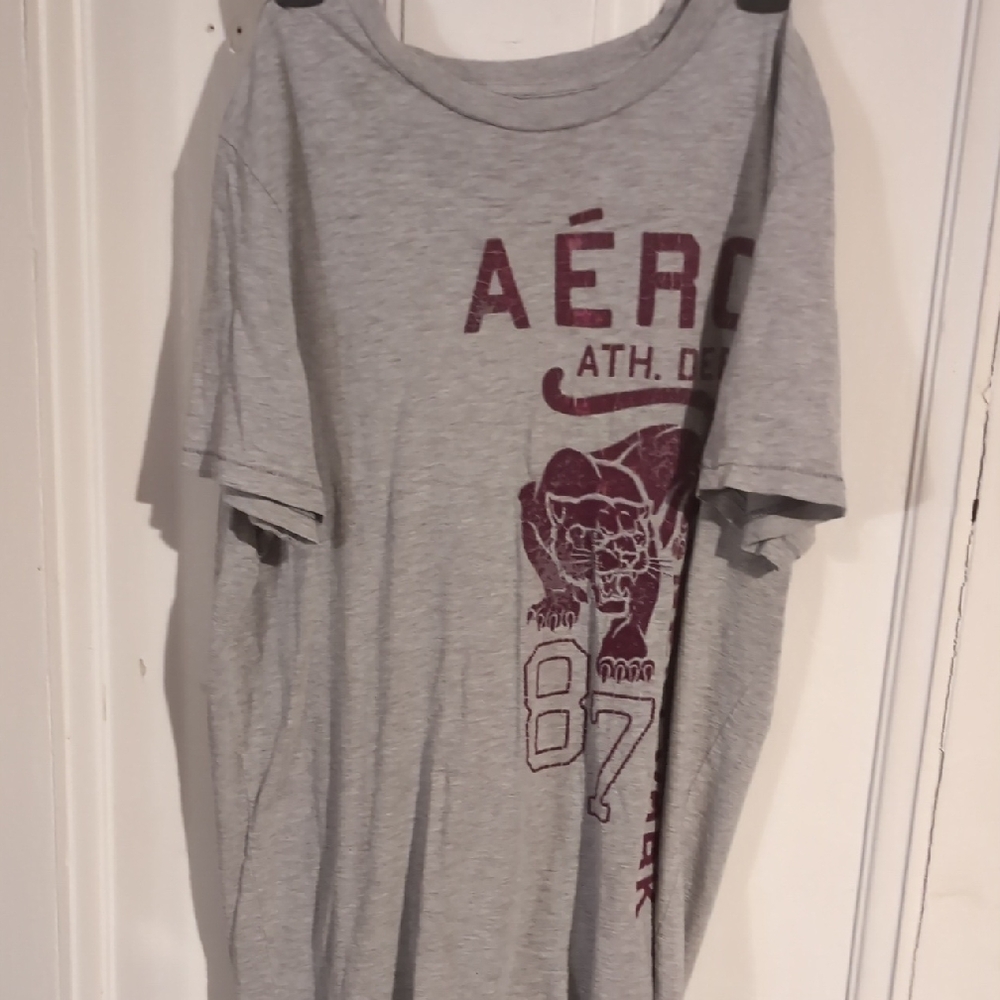 Aeropostale Gray Short Sleeve Tee with Burgundy Graphics